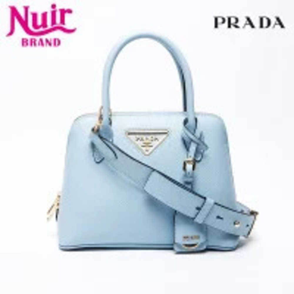 Prada Saffiano Leather Shoulder Bag Blue